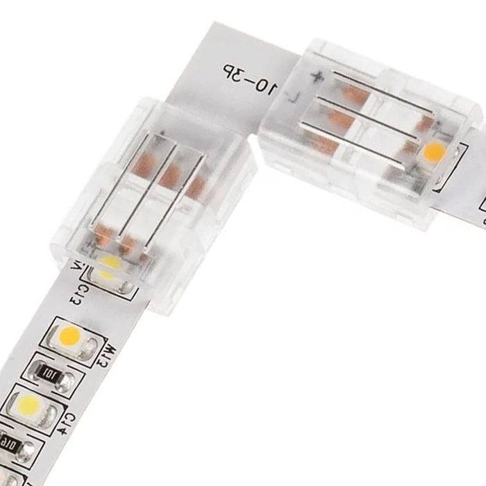 Solderless Clamp-On L Connector for 10mm Tunable White LED Strip Lights