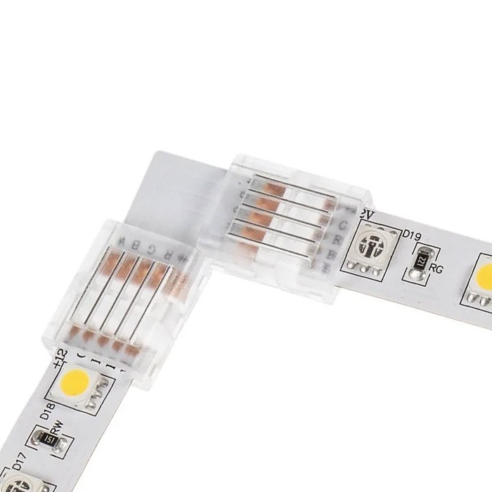 Solderless Clamp-On L Connector for 12mm RGBW LED Strip Lights