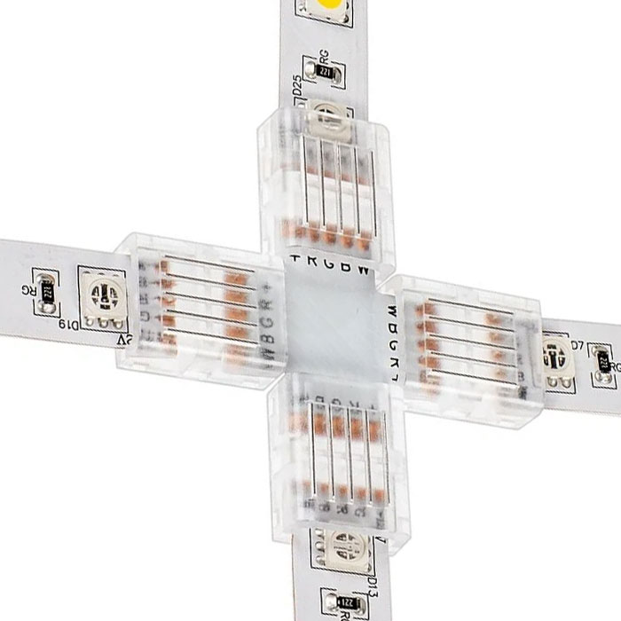 Solderless Clamp-On Cross Connector for 12mm RGBW LED Strip Lights