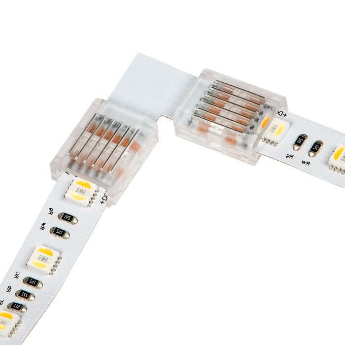 Solderless Clamp-On L Connector for 12mm RGB + CCT LED Strip Lights