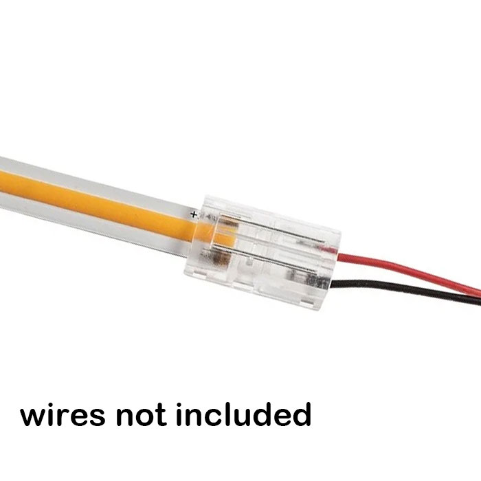 Solderless Clamp-On LED Strip Light to Wire - 8mm COB Strips - 22 AWG