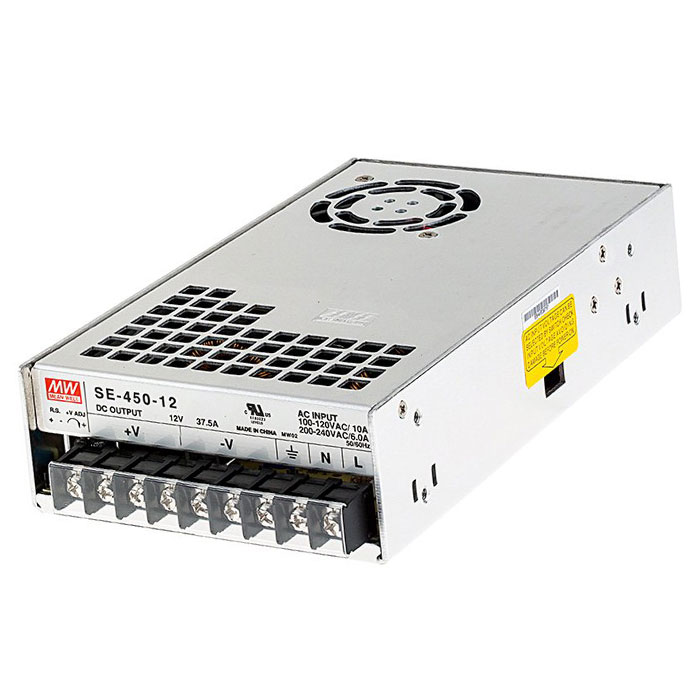 Mean Well LED Switching Power Supply - SE / LRS Series - Cooling Fan - Enclosed - 12V DC - 350W / 450W / 1000W