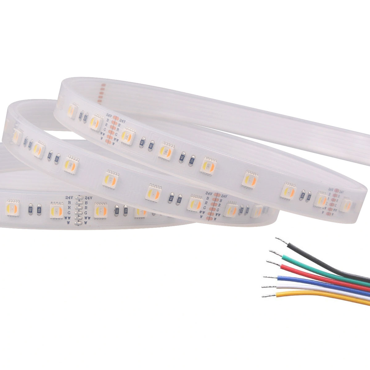 5m RGB+CCT LED Strip Light - 5-in-1 Color-Changing LED Tape Light - 24V - IP20 - RGBCCT - 196.9in (16.40ft)