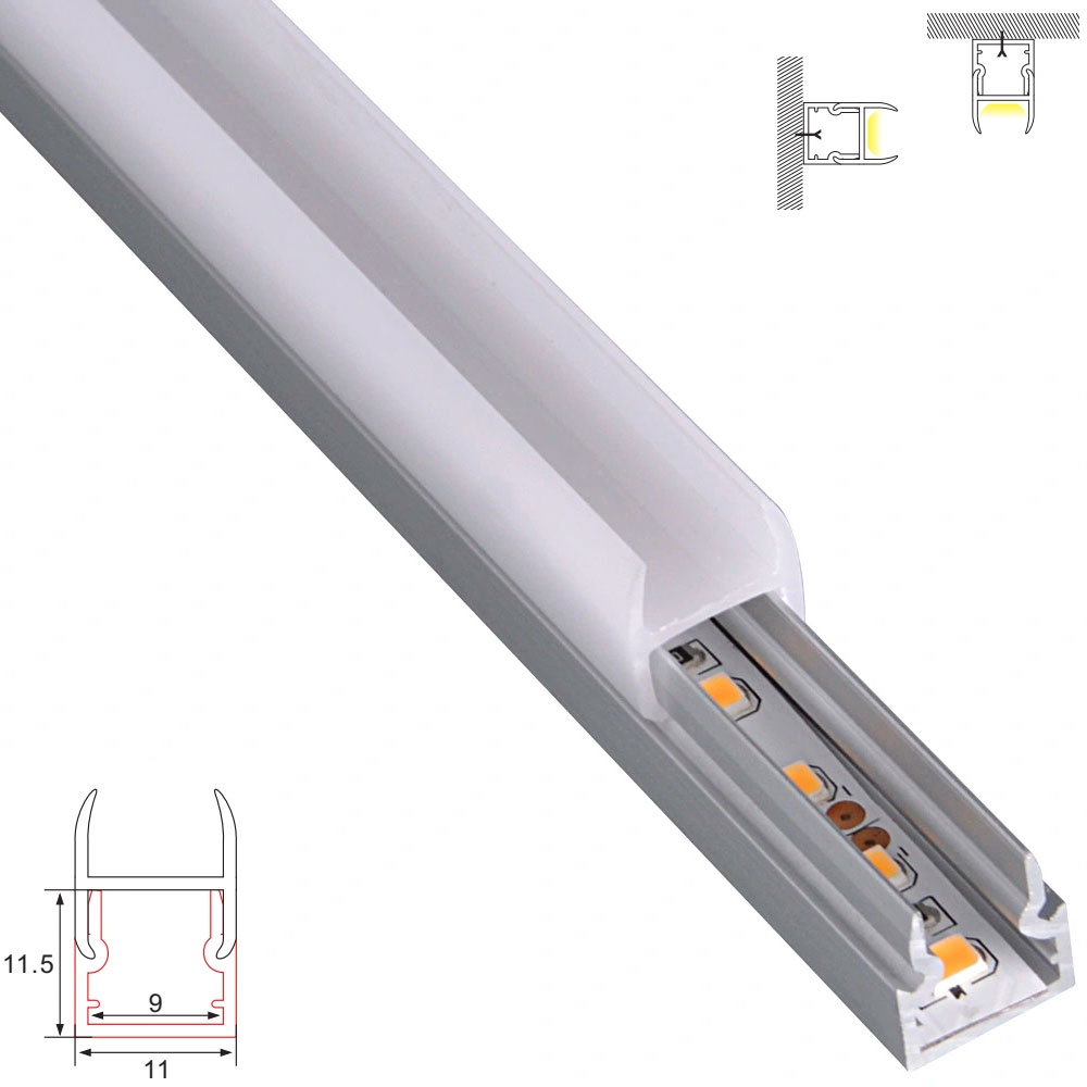 C074 Aluminum Channel - Surface - For Strips Up To 9mm - 1m / 2m