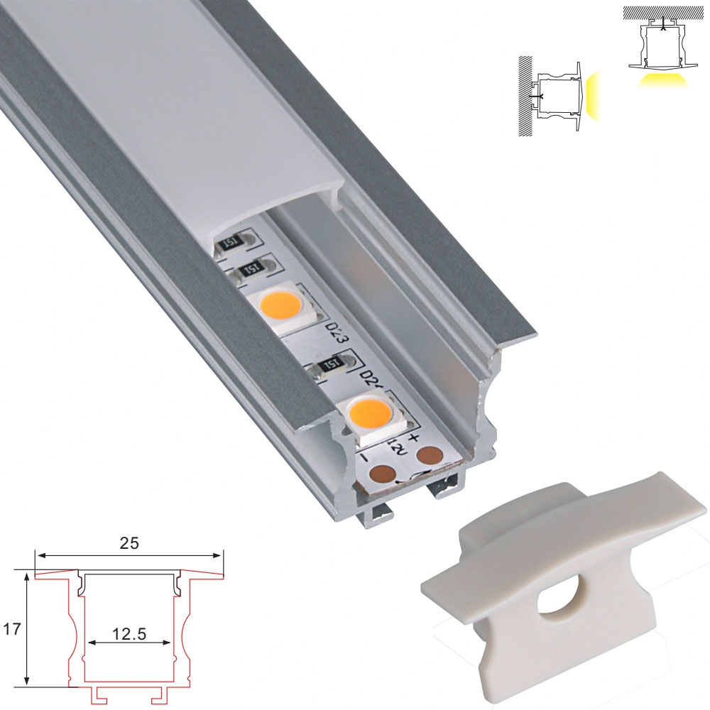 C075 Aluminum Channel - Surface - For Strips Up To 12mm - 1m / 2m