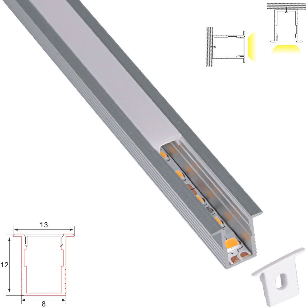 C077 Aluminum Channel - Recessed - For Strips Up To 5mm - 1m / 2m